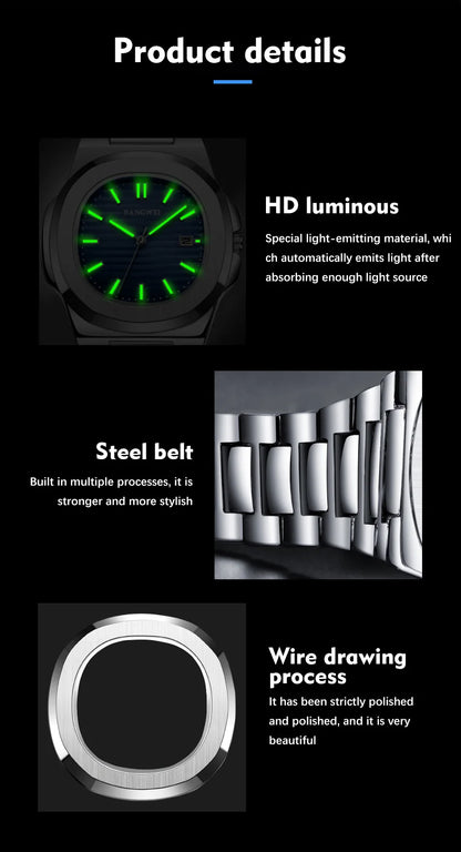 Luxury Waterproof Men's Quartz Watch with Automatic Date - Smarsty