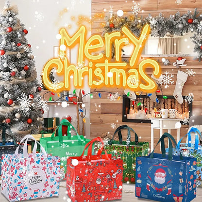 1-16PCS Large Christmas Gift Bags, Christmas Tote Bags with Handles(32.5x25*17cm), Multifunctional Christmas Bags for Gifts