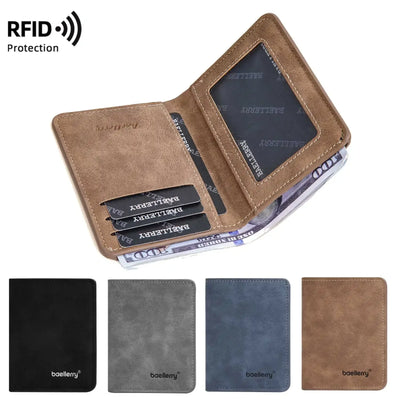 Thin Sanded Leather Multi-Card Driver's License Card Holder Simple Casual New Business Multi-Function Bifold Men's Short Wallet - Smarsty