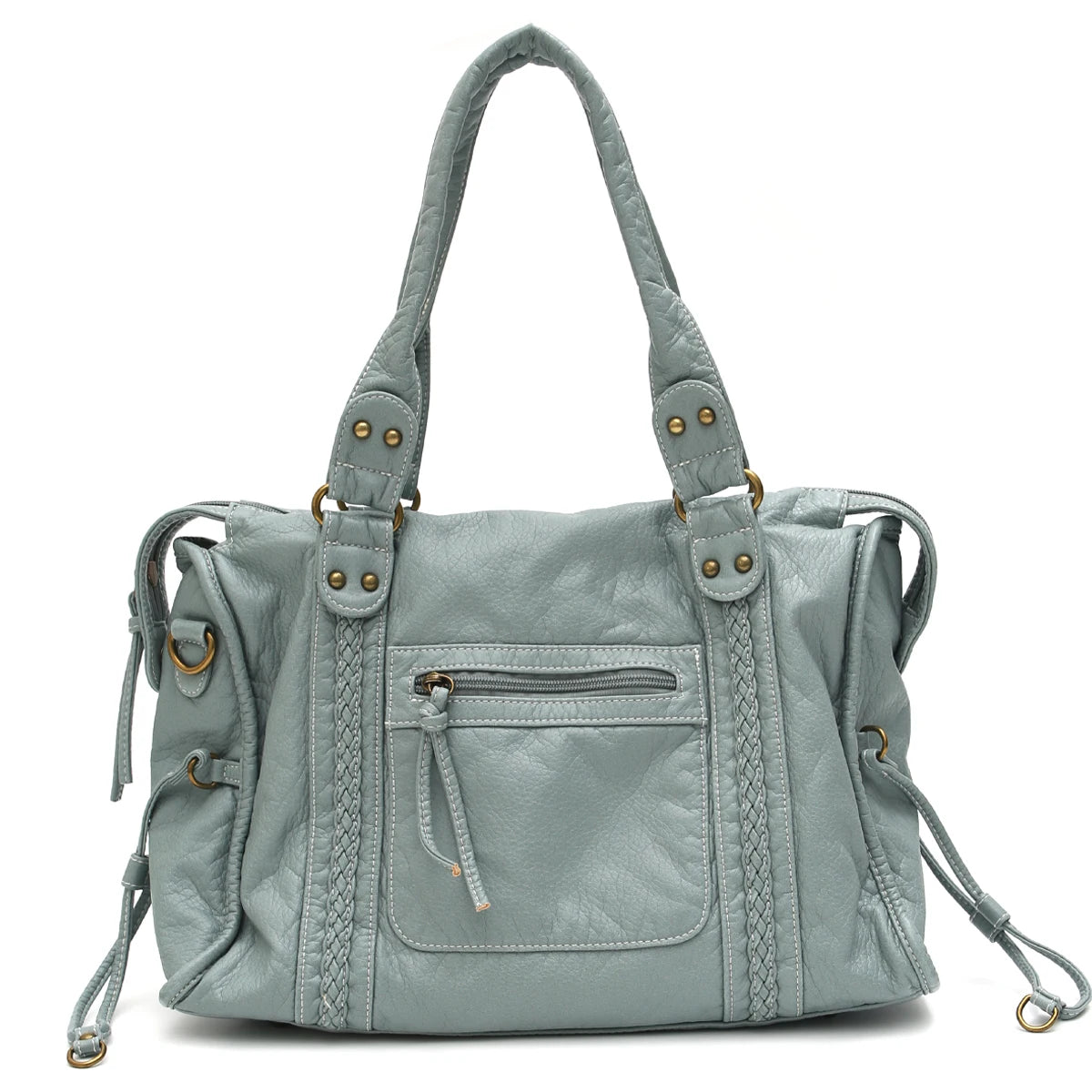 PU Leather Tote Bag With Zip Pockets Crossbody For Travel - Smarsty
