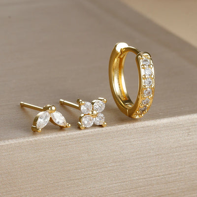 Gold Color Stainless Steel Hoop Earrings Set for Women - Smarsty