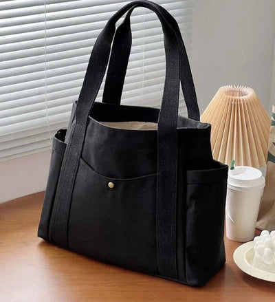 Large Capacity Canvas Tote Shoulder Bag For Work College - Smarsty