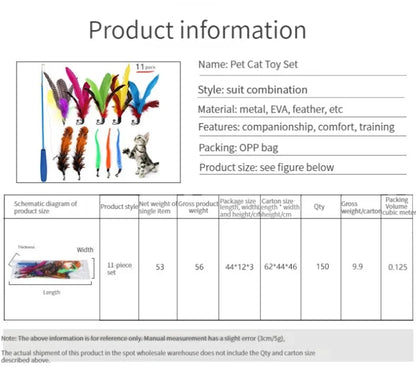 11 Piece Cat Feather Toy Replacement Set - Smarsty