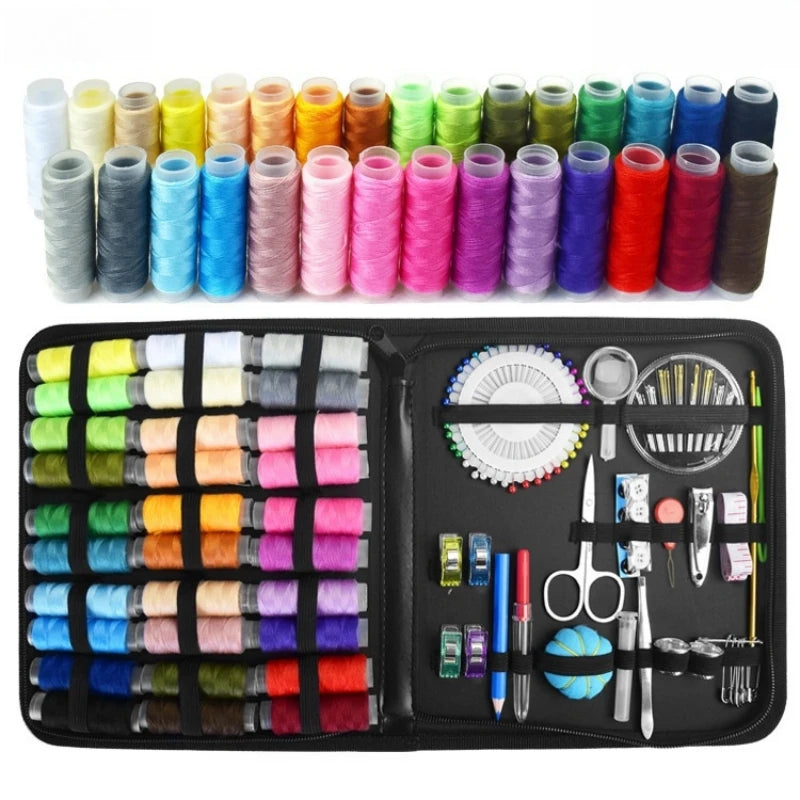 Sewing Kit Complete Set with Threads Needles Scissors Tape Measure Buttons and More for DIY Handcraft Projects Home and Travel - Smarsty