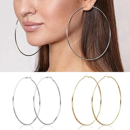 Stainless Steel Hoop Earrings Two Pair Adjustable Sizes - Smarsty