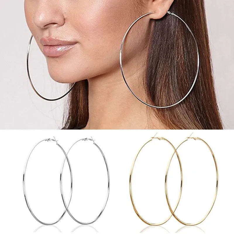 Stainless Steel Hoop Earrings Two Pair Adjustable Sizes - Smarsty