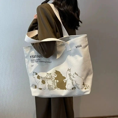 Womens Canvas Tote Bag Durable Spacious Zipper Closure - Smarsty