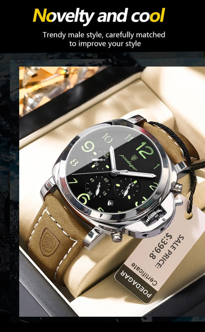 Luxury Waterproof Military Watch for Men Luminous Leather - Smarsty