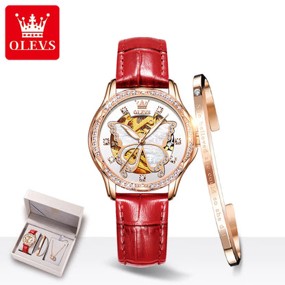 OLEVS Women's Luxury Waterproof Mechanical Watch with Butterfly Dial - Smarsty