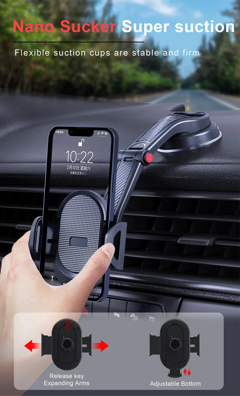 Gravity Car Phone Holder Dashboard Mount One Press Lock - Smarsty