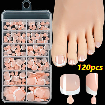 120Pcs French Fake Toenails in 9 Colors for Summer Style - Smarsty