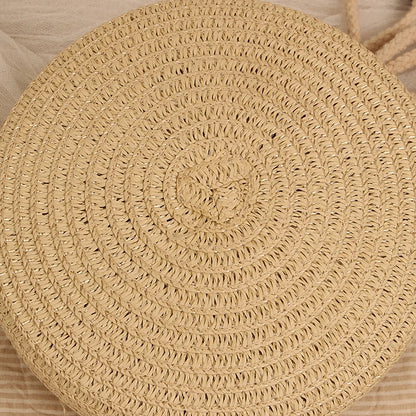 Round Straw Bag For Women Woven Handmade Shoulder Bag - Smarsty