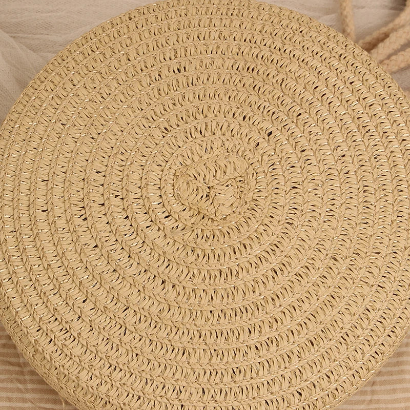 Round Straw Bag For Women Woven Handmade Shoulder Bag - Smarsty