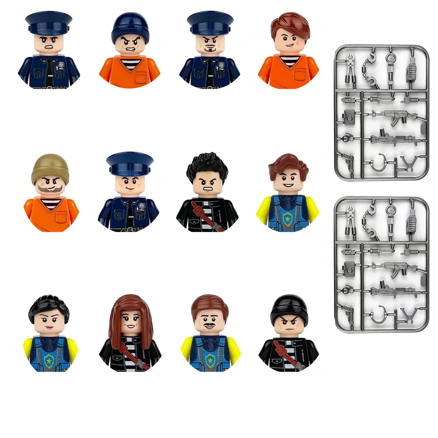 building blocks action doll mini city figures toys girls soldiers policeman robot worker fireman farmer cook movie characters