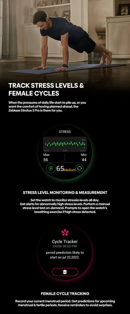 Zeblaze Stratos 3 Pro GPS Smart Watch with AMOLED Display - Smarsty