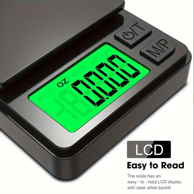 Precision Pocket Scale 1000g X 0.1g - Digital Gram, Food, Jewelry, Ounces/Grains Scale with Backlit LCD - Mini Scale for Travel - Smarsty