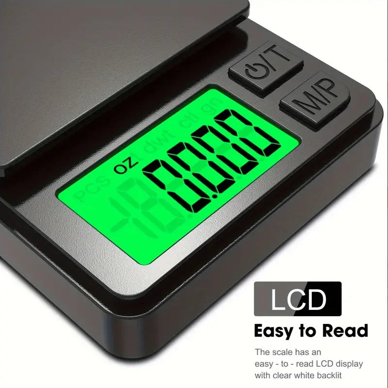 Precision Pocket Scale 1000g X 0.1g - Digital Gram, Food, Jewelry, Ounces/Grains Scale with Backlit LCD - Mini Scale for Travel - Smarsty