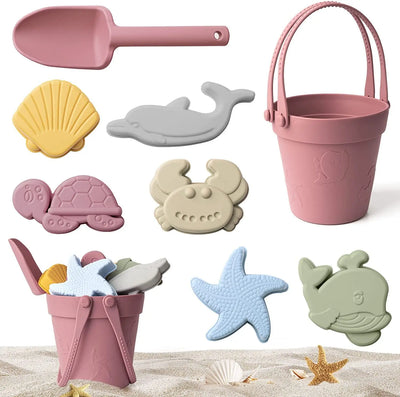 Children Silicone Beach Toy Shovel Ocean Outdoor Parent-child Beach Portable Beach Bucket Durable Sand Digging And Storage Tool by Smarsty