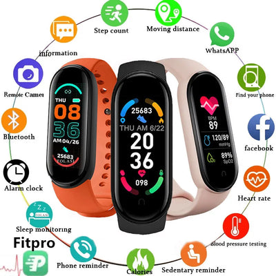 M6 Smart Watch for Fitness Tracking and Heart Rate Monitoring - Smarsty