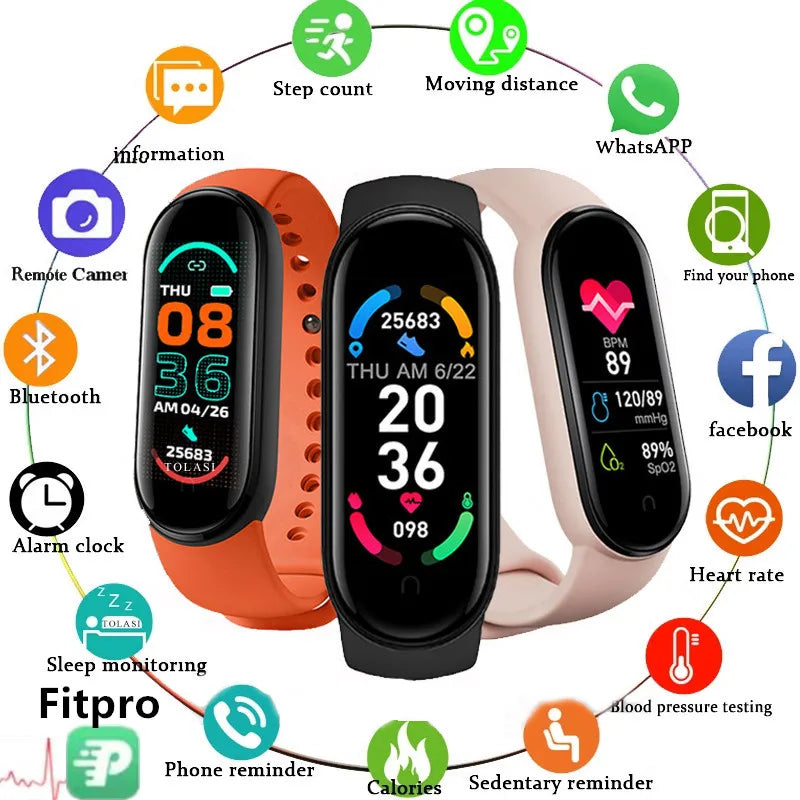 M6 Smart Watch for Fitness Tracking and Heart Rate Monitoring - Smarsty