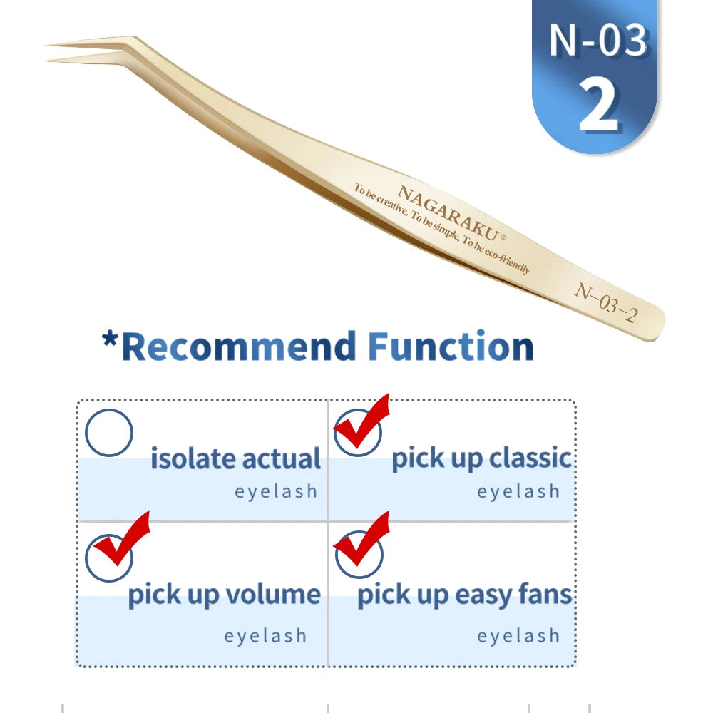 NAGARAKU Stainless Steel Eyelash Extension Tweezers Precision Grip - Smarsty
