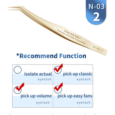 NAGARAKU Stainless Steel Eyelash Extension Tweezers Precision Grip - Smarsty