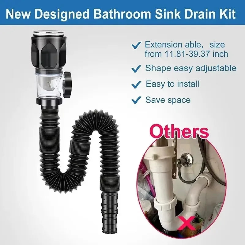 Flip Top Anti-Odor Drain Pipe Set for Kitchen and Bathroom - Smarsty