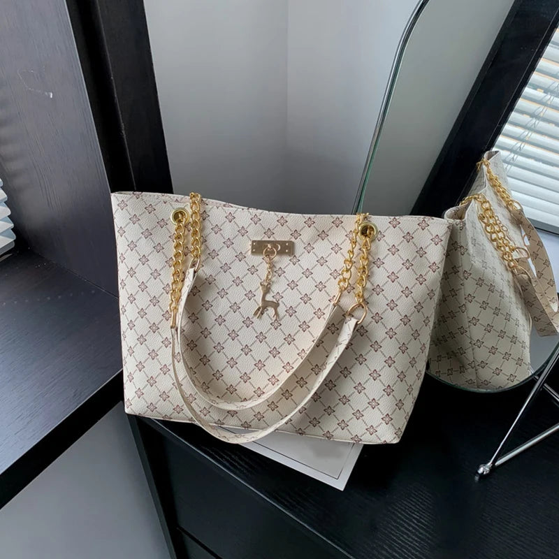 Soft Leather Tote Bag For Women With Hanging Accessories - Smarsty
