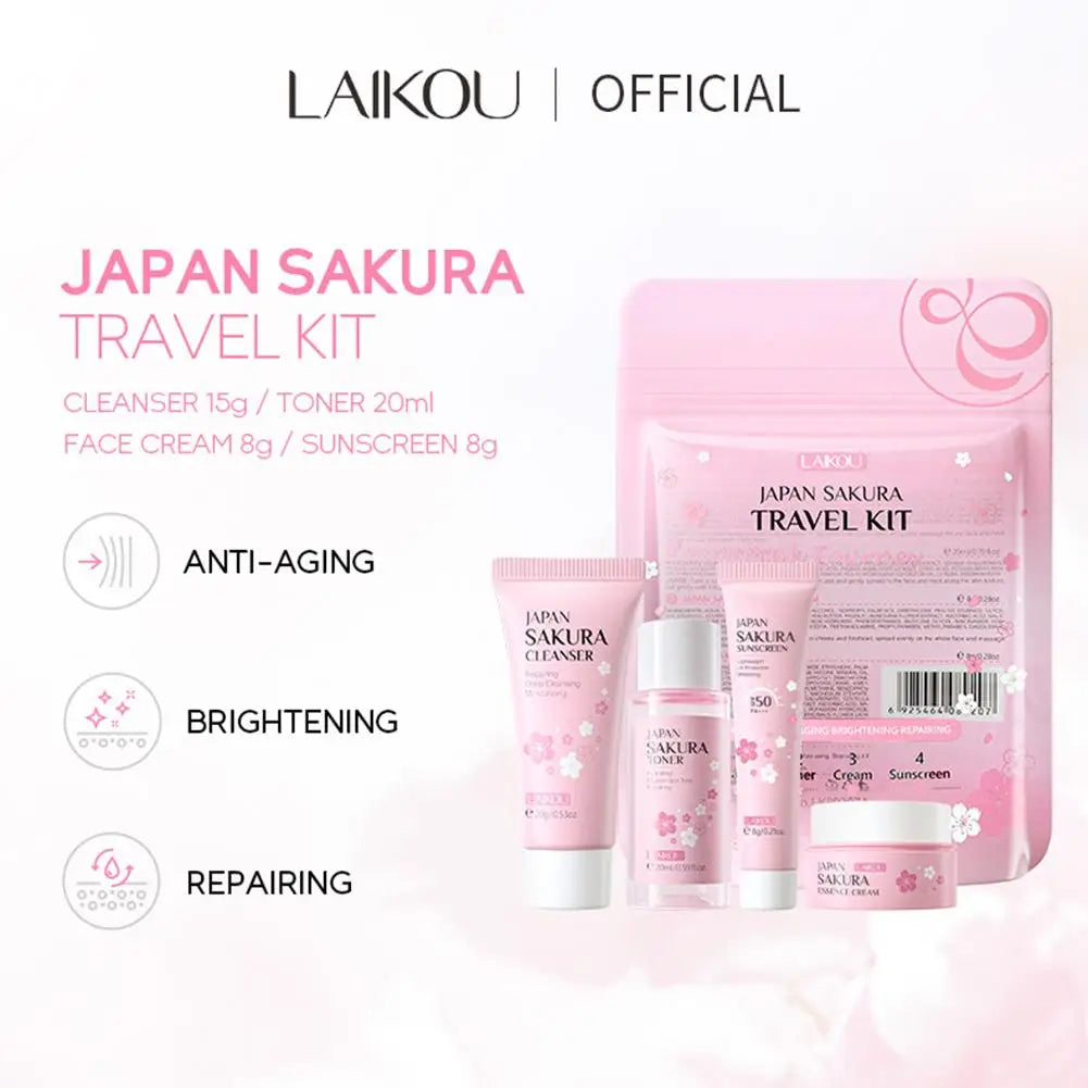 Sakura Skin Care Sets & Kits With Cleanser,Serum,Eye Cream,essence Cream Beauty Products For Women Gift Sets Routine Travel Kit - Smarsty