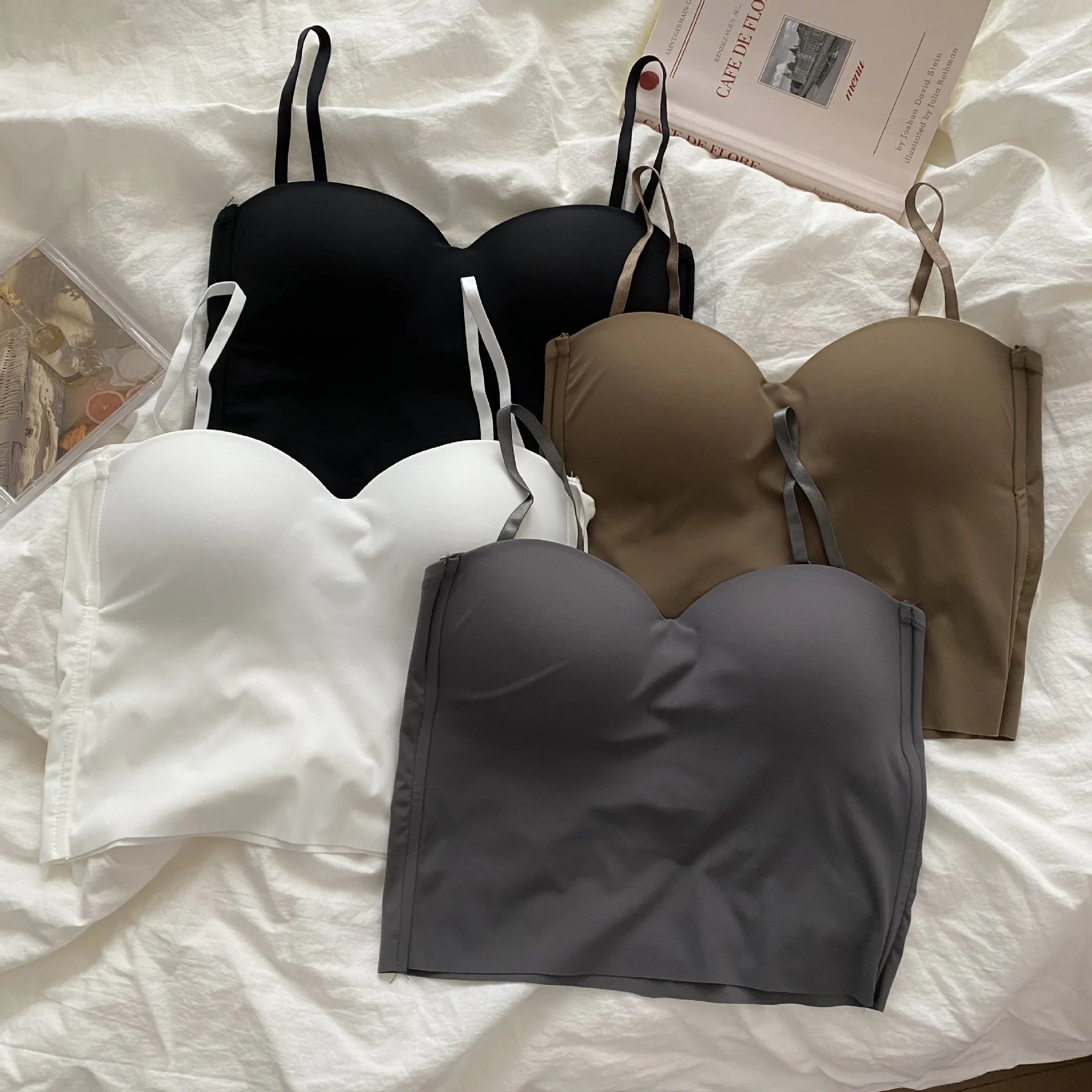 Seamless Camisole for Women Fitness Crop Tops Summer Thin Elegant Sexy All-match Casual One-piece Ice Silk Underwear Tanks Top