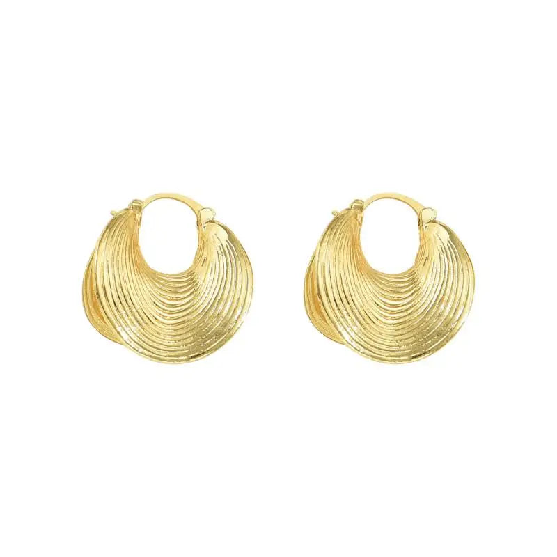Geometric Striped Large Ear Buckle Earrings for Women - Smarsty