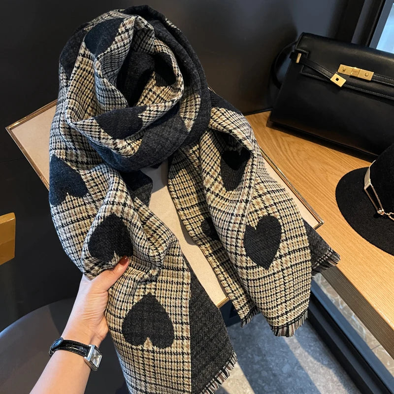 Double Side Cashmere Scarf Warm Thickened Winter Wrap - Smarsty