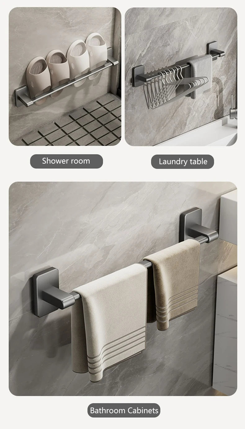 Non Perforated Suction Cup Towel Rack for Bathroom Storage - Smarsty
