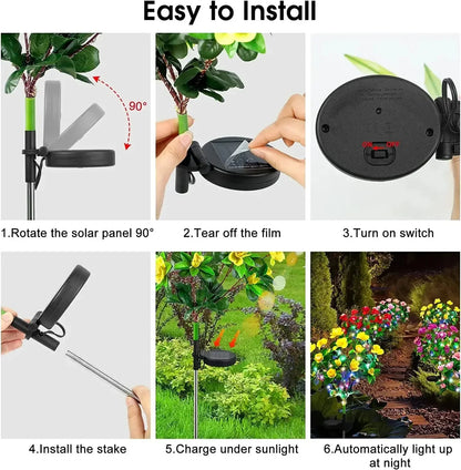 Waterproof LED Solar Azalea Flowers Lamp for Outdoor Decor - Smarsty