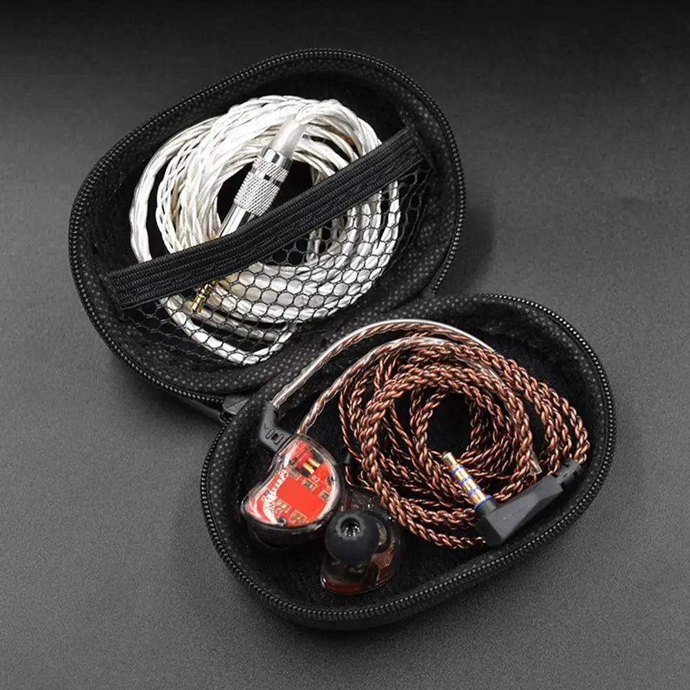 PU Leather Earphones Storage Case with Zipper Closure - Smarsty