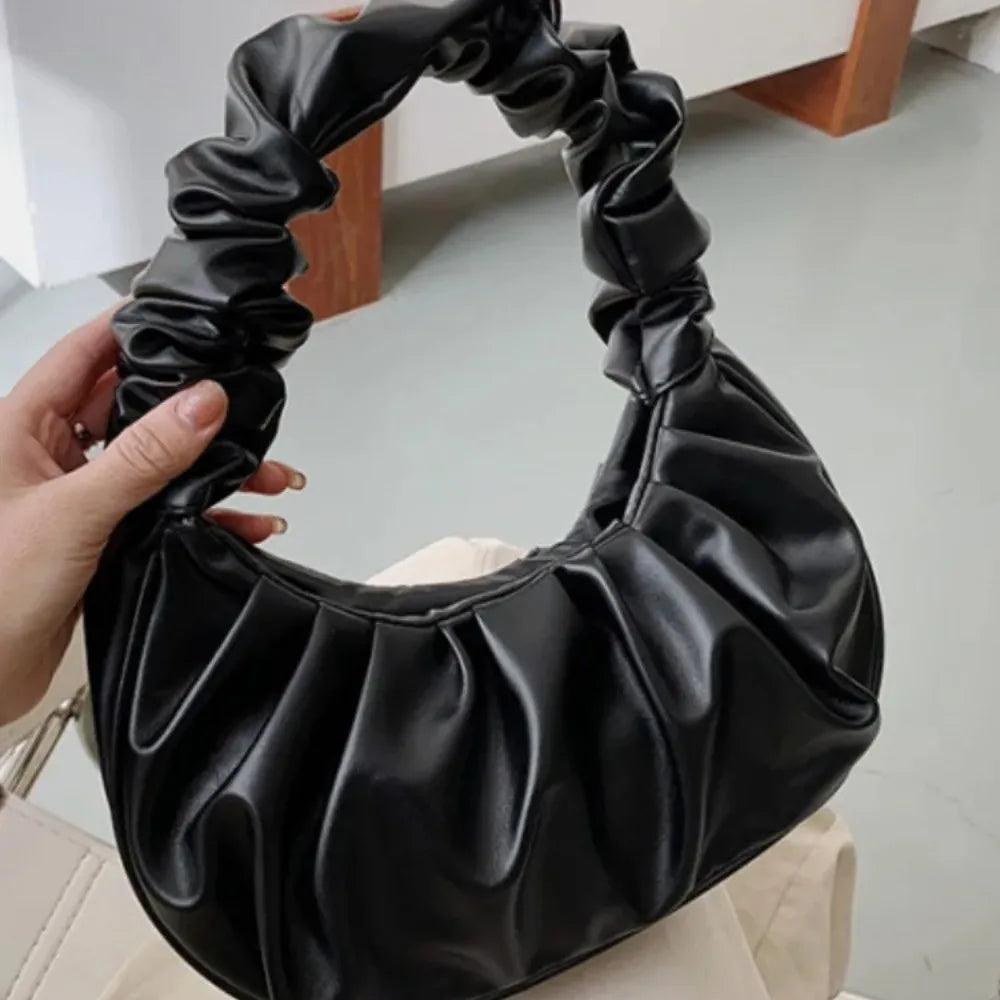 Pleated PU Cloud Bag For Women Shoulder Handbag Everyday - Smarsty