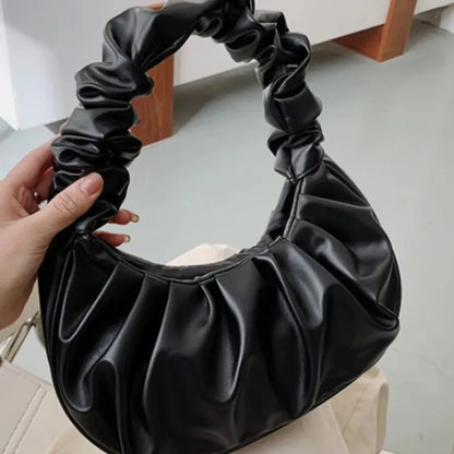 Pleated PU Cloud Bag For Women Shoulder Handbag Everyday - Smarsty