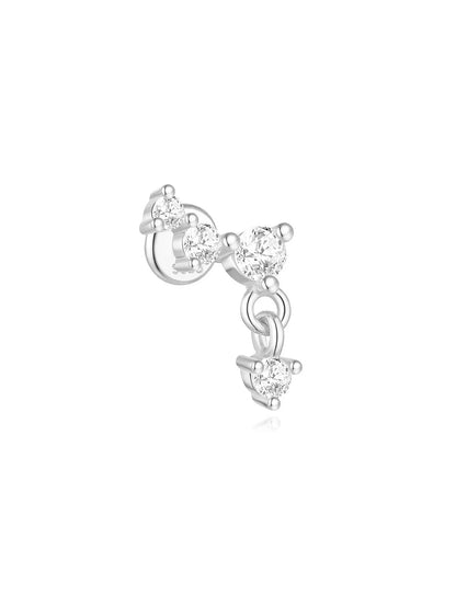 925 Sterling Silver Lotus Tassel Zircon Stud Earrings - Smarsty