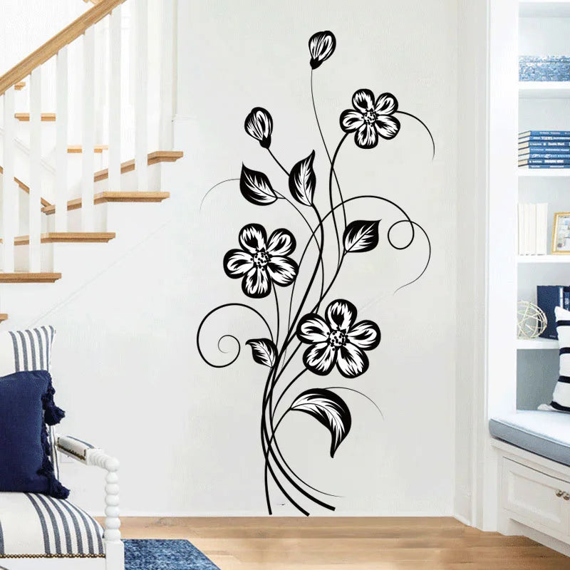 Beautiful Black Flower Wall Sticker for Home Decor - Smarsty
