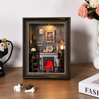 DIY Book Nook Kit 3D Miniature Wooden Doll House Photo Frame Ornament Bookshelf Insert Retro Booknook Decor For Birthday Gifts by Smarsty