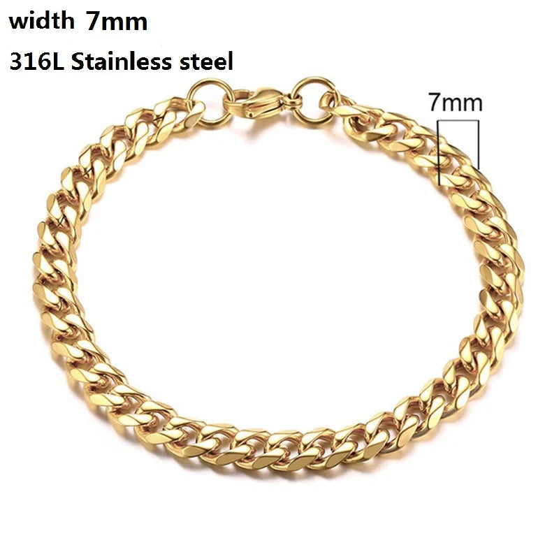 316L Stainless Steel Cuban Chain Bracelet for All - Smarsty