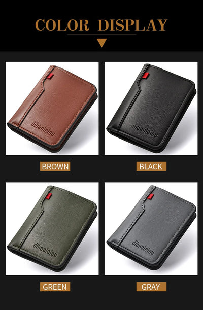 1Pc New Ultra-thin Mini Soft PU Leather Credit Card Wallet Holder Short Vertical High Quality Men's Wallet - Smarsty