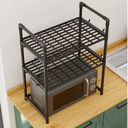 Multi-Layer Kitchen Storage Rack Condiment Organizer Shelf Microwave Shelf Simple Countertop Tidying Shelves Kitchen Accessories