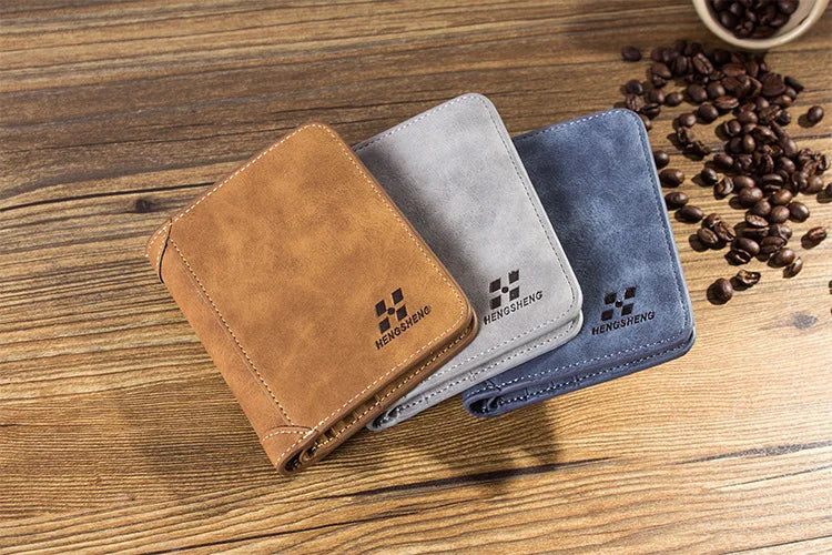 New Men Wallets Credit Card/ID Holder Vintage Brand Male Wallet High Quality PU Leather Photo Holder Foldable Short Men Purse - Smarsty