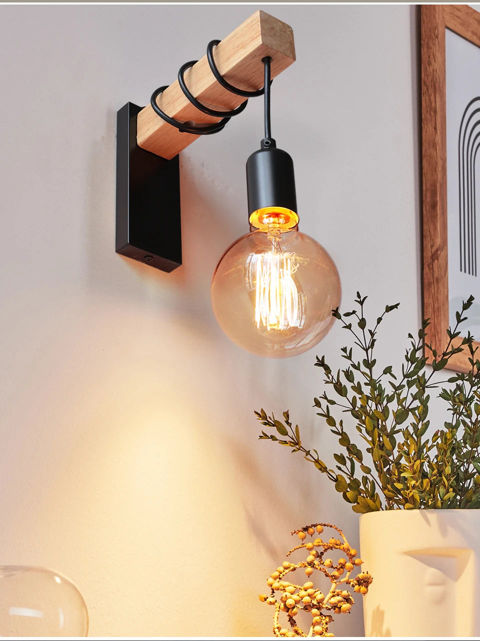 Retro Wood LED Wall Lamp for Stylish Home Decor - Smarsty