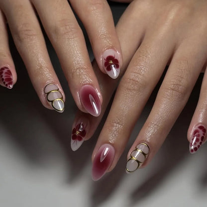 24pcs Flower Design Fake Nail Tips Full Cover - Smarsty