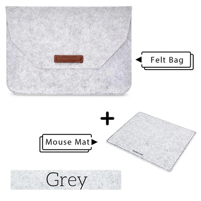 Wool Felt Laptop Sleeve 11 To 15.6 Inch With Mousepad