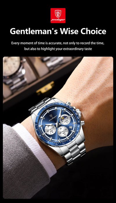 Waterproof Stainless Steel Men's Chronograph Watch - Smarsty