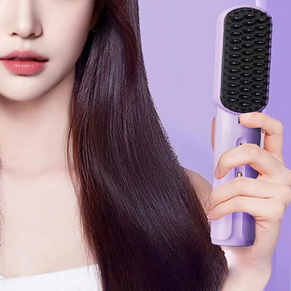 Cordless Hair Straightener Brush with Anti-Scald Feature - Smarsty