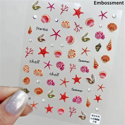 Summer Beach Nail Art Stickers with Ocean Designs - Smarsty